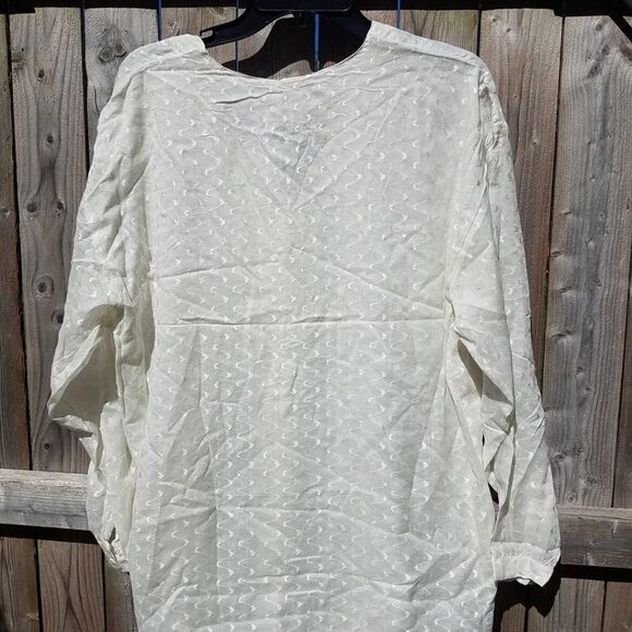 Plus Small Off White Ecru Le Mieux Top Long Sleeve Button Down Women's - Picture 7 of 10